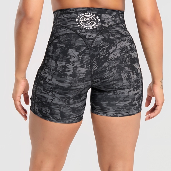 Gymshark Women's Black Camo Shorts - Picture 1 of 7